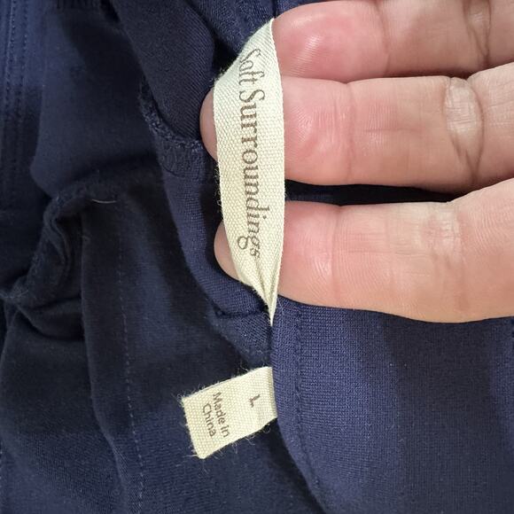 Soft Surroundings Pull On Ponte Pants L Navy Blue 34x27 Ankle Stretch Work Comfy - Picture 7 of 9